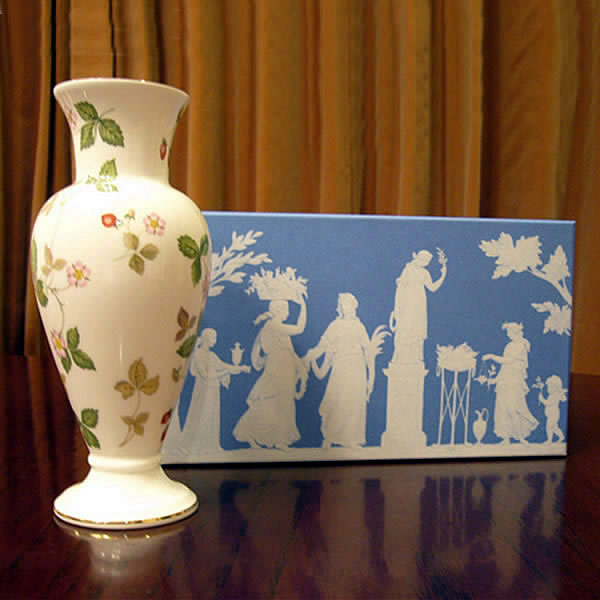 オックスフォードブルー ウェッジウッド ワイルドストロベリー 花瓶